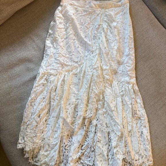 Just Bee Queen Carmella White Lace Midi Skirt - Size Large - Picture 7 of 10